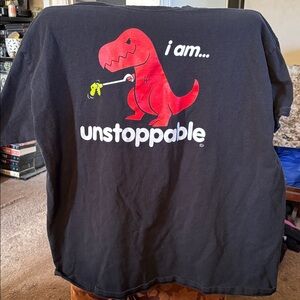 Black T-Shirt with Red Dinosaur Graphic